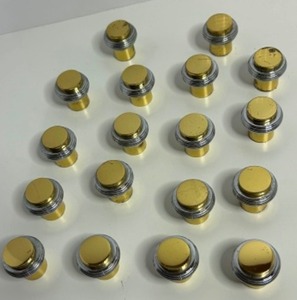 lot 52 image: Vtg POST MODERN Gold & Silver Drawer Pulls Lot of 18 Art Deco Hollywood Regency