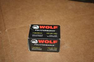 lot 470 image: Lot of (1 Box) Wolf Polyformance 7.62x39mm 123gr Full Metal Jacket Steel Case Cartridges 20-count ( 20 total items )