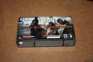 lot 474 image: Lot of (1 Box) Federal Premium Trophy Meat Eater Copper 6.5 Creedmoor 120gr Centerfire Rifle Cartridges 20-count ( 20 total items )
