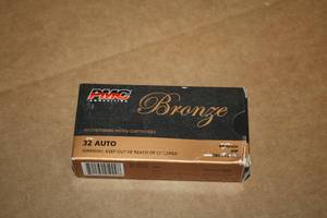 lot 490 image: Lot of (1 Box) PMC Ammunition Bronze 32 Auto 60gr Jacketed Hollow Point Centerfire Pistol Cartridges 50-count ( 50 total items )