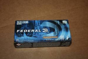 lot 502 image: Lot of (1 Box) Federal Power Shok 350 Legend 180gr Jacketed Soft Point Centerfire Rifle Cartridges 20-count ( 20 total items )