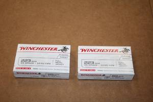lot 514 image: Lot of (2 Boxes) Winchester Ballistic Silver Tip Target 223 REM 55gr Full Metal Jacket Rounds 20-count ( 40 total items )