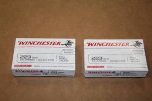 lot 522 image: Lot of (2 Boxes) Winchester Ballistic Silver Tip Target 223 REM 55gr Full Metal Jacket Rounds 20-count ( 40 total items )
