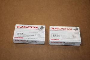 lot 524 image: Lot of (2 Boxes) Winchester Ballistic Silver Tip Target 223 REM 55gr Full Metal Jacket Rounds 20-count ( 40 total items )
