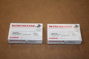 lot 530 image: Lot of (2 Boxes) Winchester Ballistic Silver Tip Target 223 REM 55gr Full Metal Jacket Rounds 20-count ( 40 total items )