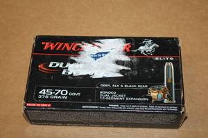 lot 531 image: Lot of (1 Box) Winchester 45-70 GOVT 375gr Bonded Dual Jacket 12-Segment Expansion Rounds 20-count ( 20 total items )