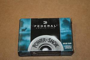lot 547 image: Lot of (1 Box) Federal Power Shok Rifled Slug 20 Gauge 2-34 34oz Shotshells 5-count ( 5 total items )
