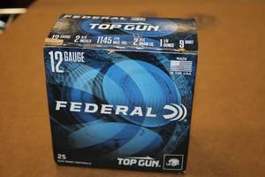 lot 551 image: Lot of (1 Box) Federal Top Gun 12 Gauge 2-34 1-18oz 9-Shot Clay Target Shotshells 25-count ( 25 total items )