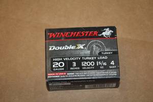 lot 553 image: Lot of (1 Box) Winchester Double-X 20 Gauge 3 1-516oz 4-Shot High Velocity Turkey Load Shotshells 10-count ( 10 total items )