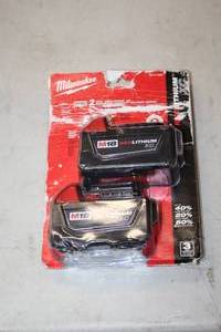 lot 956 image: Milwaukee M18 Red Lithium Cordless Tool Batteries 2-pack
