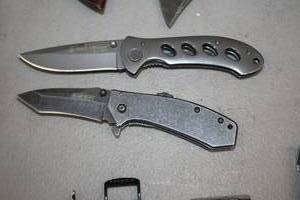 lot 1025 image: Lot of (2) Assorted Folding  Locking Knives with All Metal Handles