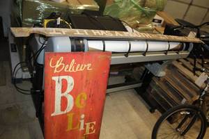 lot 1092 image: Lot of (2) Wooden Signs - Believe, If It Has A Mouth It Might Bite