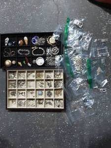 lot 14 image: Lot Of Assorted Jewelry, Contents On Tray & Individual Bagged Items