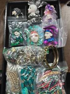 lot 16 image: Lot Of Brooches, Beads, Assortment Of Screw Back & Clip On Earrings