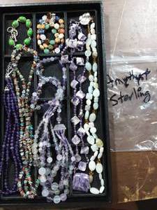 lot 63 image: Amethyst & Other Stones, Necklace With Sterling Clasp