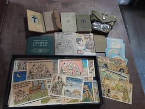 lot 78 image: Military Comic Postcards, First Aid Prayers & Song Books