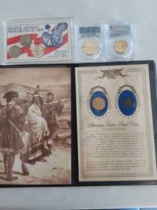 lot 117 image: 3-Sets Of S.B.A Dollars, Collectors Set Of Indian Head Coins, SAC & Indian Heads, 2-Graded SAC Dollars SP69 & PR69 Cameo 2015 S