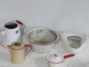Mixed Lot of Enameled Metal Planters