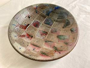 lot 17 image: Hanging Checkerboard Pottery Bowl 14.25