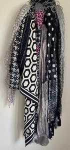lot 46 image: BlackWhiteGrey Scarf Bundle -13 pieces