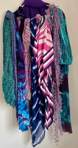 lot 48 image: BluesPurplesGreens Colorful Scarf Collection with Shawl - 12 pieces