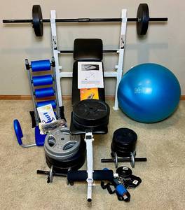 lot 30 image: Home Fitness Weight Bench and Accessories