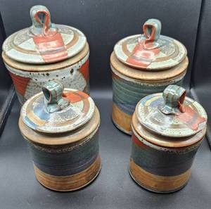 lot 24 image: Hand Kilned Artisan Pottery Canister Collection