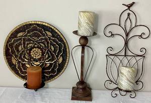 lot 34 image: Three Decorative Candleholders