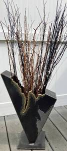 lot 51 image: Unique Metal Welded Vase with Beaded Twigs and Lights