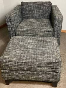 lot 64 image: BlackWhiteGrey Club Chair and Ottoman