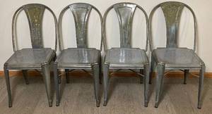 lot 87 image: 4 Crate & Barrel Lyle Metal Dining Chairs
