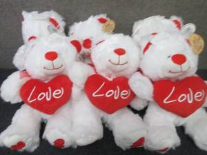 lot 100 image: 6 Plush Valentine Bears...