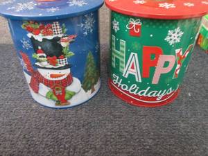 lot 125 image: 2 Holiday Cookie Canisters...