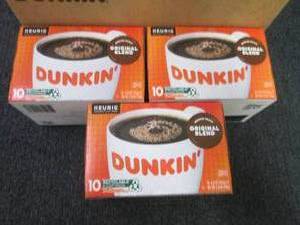 lot 394 image: 3- 10 ct Dunkin Original Blend Kcu...
