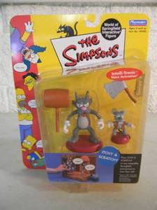 VINTAGE 2001 The Simpsons ITCHY & SCRATCHY Interactive Figure By Playmates #199200 - IN BOX - GREAT PIECE - SEE PICTURES