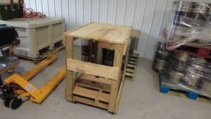 lot 112 image: Heavy Duty Wooden Pallet Cart