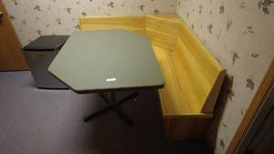 lot 143 image: Corner Wooden Dining Booth with Table