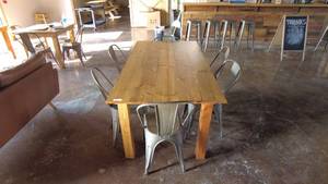 lot 34 image: Rustic Wooden Dining Table with 6 Metal Chairs