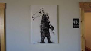 lot 38 image: Bear Holding White Flag Artwork by Maradee Gazelka