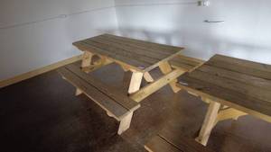lot 48 image: Wooden Picnic Table with Benches Set