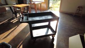 lot 51 image: Black Utility Cart with Two Shelves