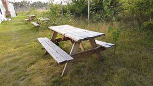 lot 55 image: Wooden Picnic Table for Outdoor Use