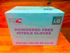 lot 62 image: TAC- Case of Powdered Free Nitrile Gloves Size Large (1000 gloves)