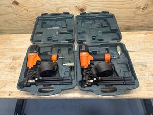lot 128 image: PNEU TOOLS Lot of 2- C2150-A1 Coil Nailers with Cases