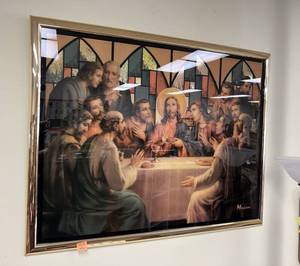 lot 75 image: Last Supper Picture 55 x 43 12