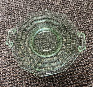 lot 114 image: Jeannette Glass Platter with Handles Uranium Glass