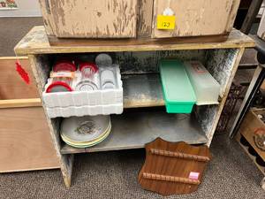 lot 183 image: Everything on 2 Shelves - Cookie Press, Tupperware, Spoon Display Rack