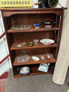 lot 197 image: Everything on 4 Shelves - Bowls, Paymaster Ribbon Writer, Glassware