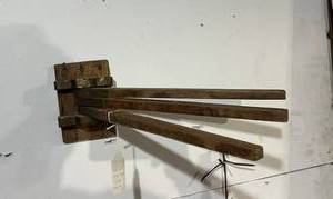 lot 287 image: Primitive Wood & Brass Towel Dryer