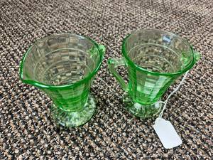 lot 312 image: AH Block Optic Sugar & Creamer Uranium Glass